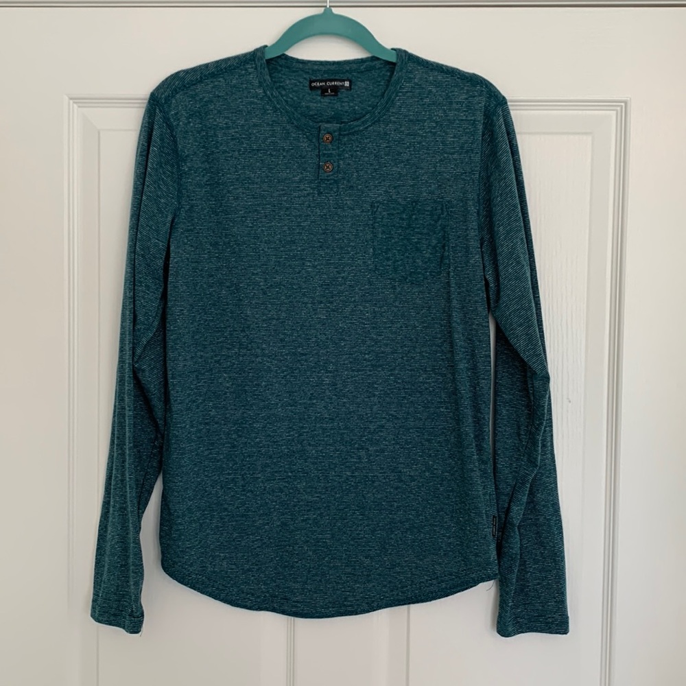 Casual Green/Blue Pullover Size Large